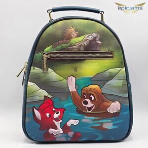 Loungefly Disney Fox and the Hound Splash Blue Mini Backpack Bag New
